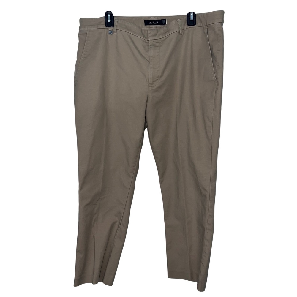 Lauren Ralph Lauren Womens Khaki Tan Straight Leg Pants 16W 38 Old Money Preppy